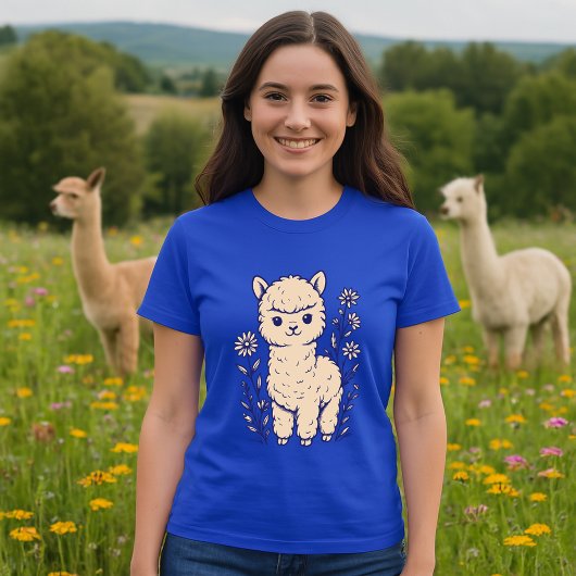 アルパカの赤ちゃんと野の花 Tシャツ