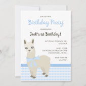 アルパカの青い誕生日のパーティの招待状 招待状 (正面)