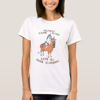 アルパカはあなたのバッグ石の登山の行こうユニコーン Tシャツ