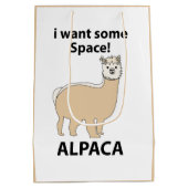 アルパカアルパカ欲しい宇宙おもしろいアルパカ ミディアムペーパーバッグ (裏面)