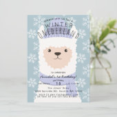 アルパカウィンターオネダーランド子供の誕生日招待状 招待状 (スタンド正面)