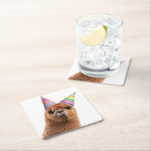 アルパカウェアリングパーティー帽 スクエアペーパーコースター (インサイチュ)