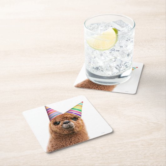 アルパカウェアリングパーティー帽 スクエアペーパーコースター (インサイチュ)