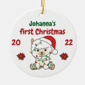 アルパカクリスマスウィンターバビーズ初めてのクリスマス セラミックオーナメント (正面)