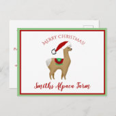アルパカクリスマスホリデーポストカード ポストカード (正面/裏面)