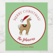 アルパカクリスマスワインボトルラベル ワインラベル (シングルラベル)