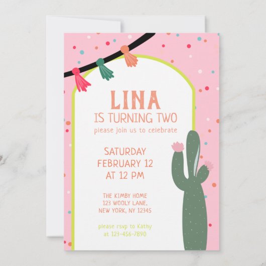 アルパカサクタスフィエスタ誕生日 招待状 (裏面)