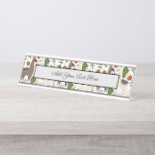 アルパカサクタス花柄動物愛好家 デスクネームプレート (正面)