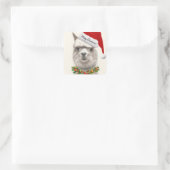 アルパカスマイルサンタクリスマスハットオリジナルアート スクエアシール (バッグ)