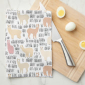 アルパカパターンの群 キッチンタオル (四つ折り)