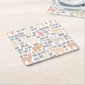 アルパカパターンの群 スクエアペーパーコースター (アングル)