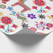 アルパカピナタとフラワーラッピング紙 ラッピングペーパー (角)