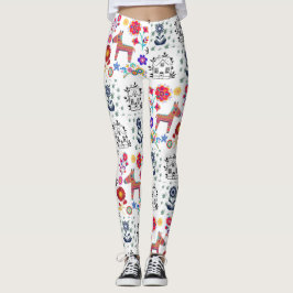 アルパカピナタブルーハウスと花のレギンス レギンス