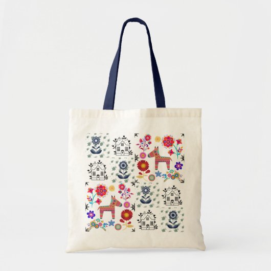 アルパカピナタブルーハウスと花の予算 トートバッグ (正面)