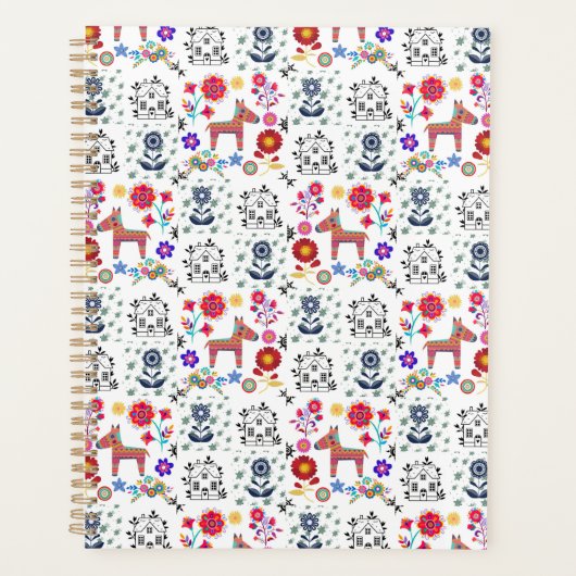 アルパカピナタブルーハウスと花 プランナー手帳 (正面)