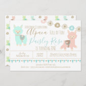 アルパカファースト誕生日パックおもしろい 招待状 (正面/裏面)