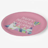 アルパカブライトピンクバースデーパーティー ペーパープレート (アングル)