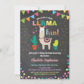 アルパカベビーの招待。ベビーガールシャワー 招待状 (正面)