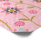 アルパカボホ蝶ピンクフローラポスター ポスター (角)