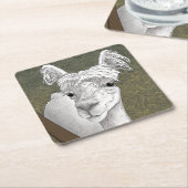 アルパカポートレート2 スクエアペーパーコースター (アングル)