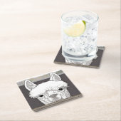 アルパカポートレート スクエアペーパーコースター (インサイチュ)