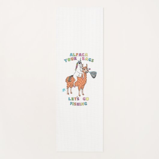 アルパカユアバッグレッツ魚釣りユニコーン ヨガマット (正面)