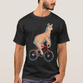 アルパカライディング自転車かわいいバイクもしくは自転車に乗る人サイクリスト Tシャツ (正面)