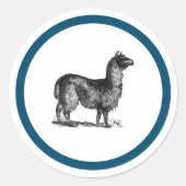 アルパカラマかわいいペルー動物自然アート ラウンドシール (正面)