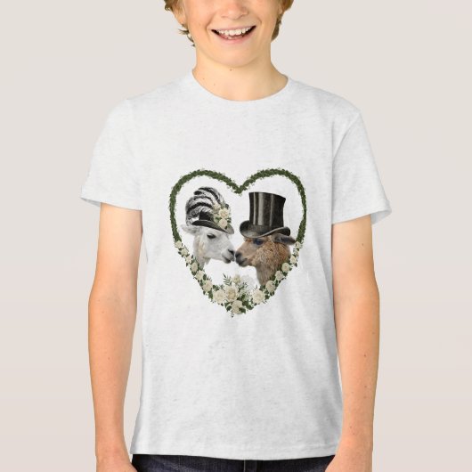 アルパカラマ新郎新婦結婚の贈り物_1 トライブレンドＴシャツ (正面)