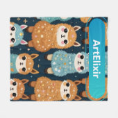 アルパカラマ3基 フリースブランケット (正面(横))