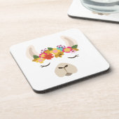 アルパカ及び花模様 コースター (左側)