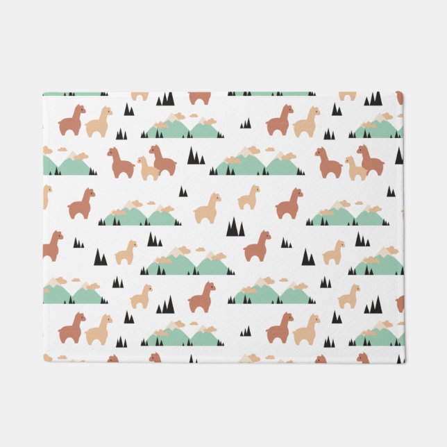 アルパカ春ガーデン ドアマット (正面)