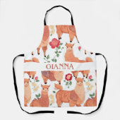 アルパカ水色パタカラフルーン エプロン (正面)