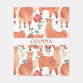 アルパカ水色パタカラフルーン フリースブランケット (正面)