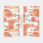 アルパカ水色パタカラフルーン フリースブランケット (正面(横))