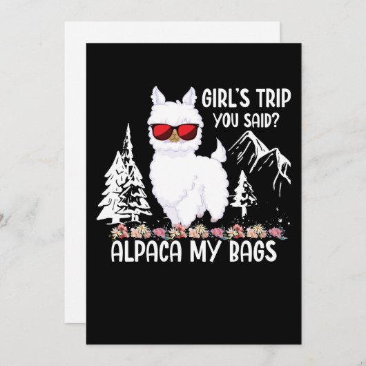 アルパカ私のバッグの女の子の旅行あなたがハイキングと言った シーズンカード (正面/裏面)