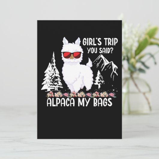 アルパカ私のバッグの女の子の旅行あなたがハイキングと言った シーズンカード (スタンド正面)