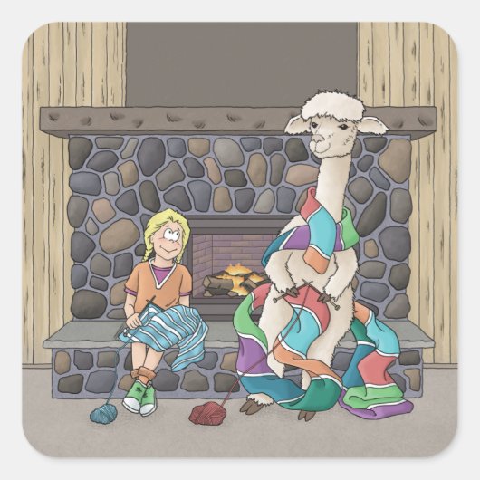 アルパカ編み物 スクエアシール (正面)