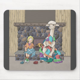 アルパカ編み物 マウスパッド