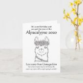 アルパカ誕生日カード自己アイソレーションコービッドユーモア カード (黄色い花)