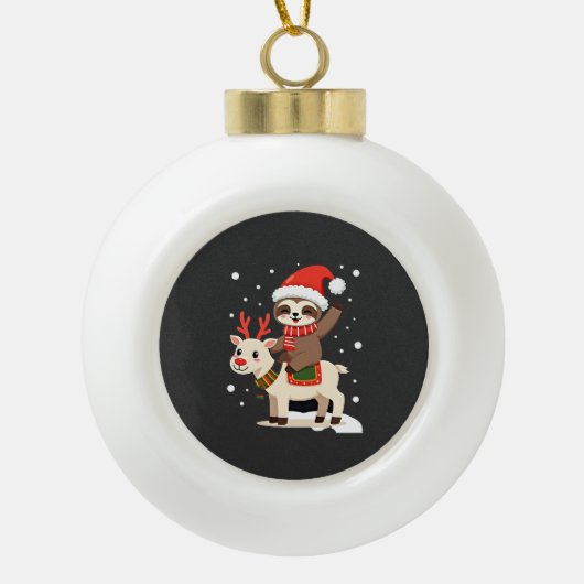 アルパカ+スロース+クリスマス (3) セラミックボールオーナメント (正面)