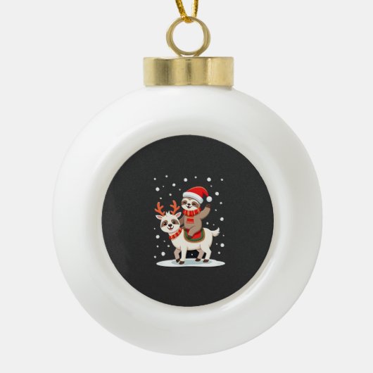 アルパカ+スロース+クリスマス (4) セラミックボールオーナメント (正面)