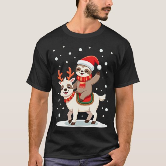 アルパカ スロース クリスマス (4) Tシャツ (正面)