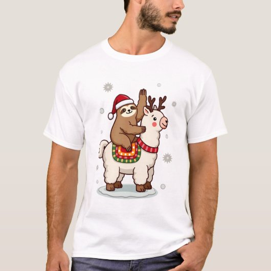 アルパカ スロース クリスマス Tシャツ (正面)