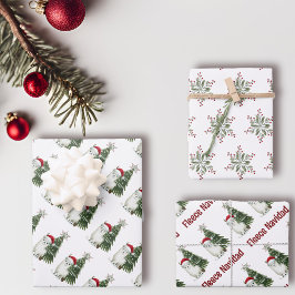 アルパカ「フリースナビダッド」ギフトラップシートセット3 ラッピングペーパーシート