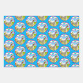 アルパカ·ユニコーンが虹の空の下 ラッピングペーパーシート (正面2)