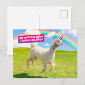 アルパカ ユニコーン 虹の下で インビテーションポストカード (正面/裏面)