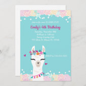 アルパカ ラマの顔の子供の誕生日招待状 招待状 (正面/裏面)