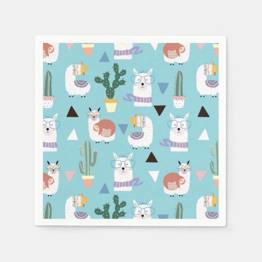 アルパカ/ラマ スタンダードカクテルナプキン (正面)