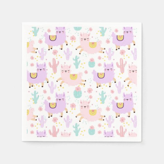 アルパカ/ラマ スタンダードカクテルナプキン (正面)